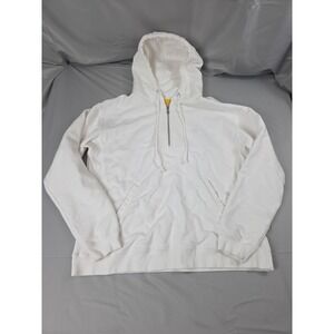 Yellow Label‎ Co. Hoodie Heavy White Mens Large Oversized Pockets 1/4 Zip
